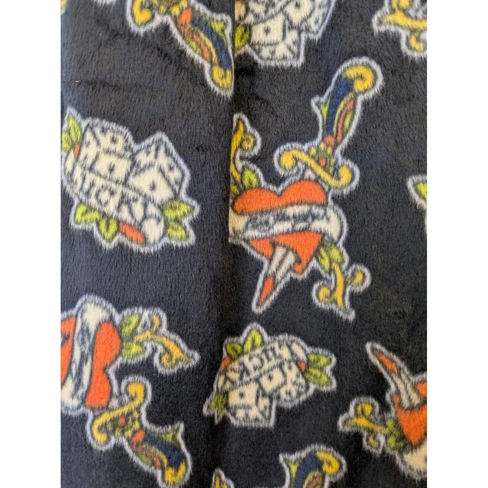 Ed Hardy Junior's‎ Size M Tattoo Print Fleece Pajama Pants Black and Orange